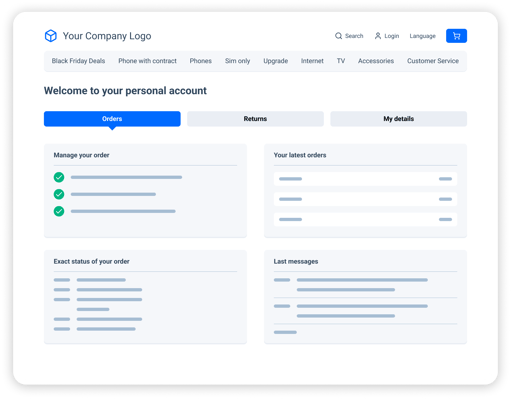 Website 7. Self-Service - Order Status Page - Light Mode - Blue