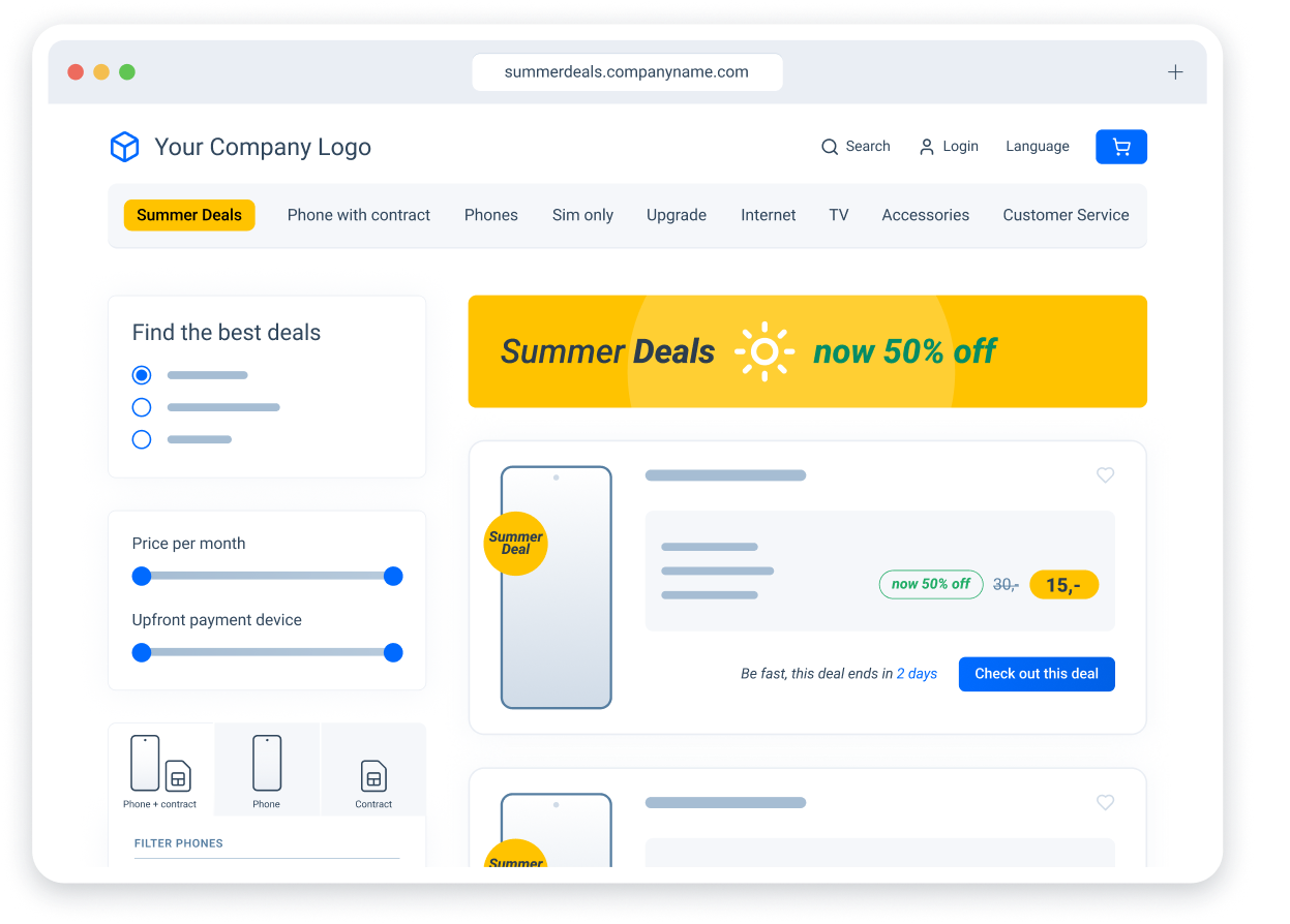 Hero section Launch a Personalized Deals Website